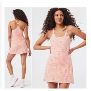 Outdoor Voices Womens Strappy Swirl Pattern Athletic Dress Built-In Shorts-S